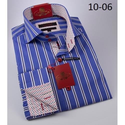 Axxess Blue / White Pinstripes Handpick Stitching 100% Cotton Modern Fit Dress Shirt 10-06